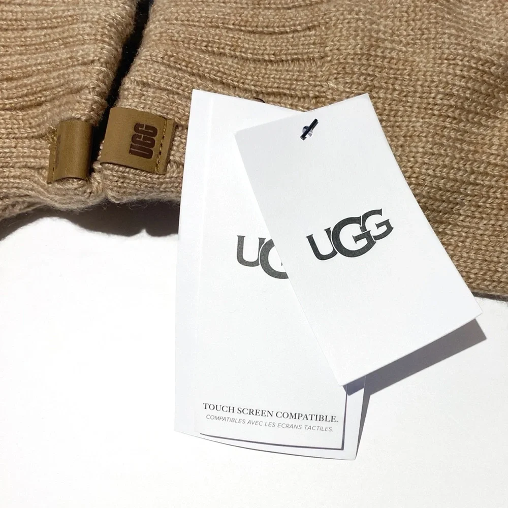 UGG Camel Knit Wool Blend Gloves NWT